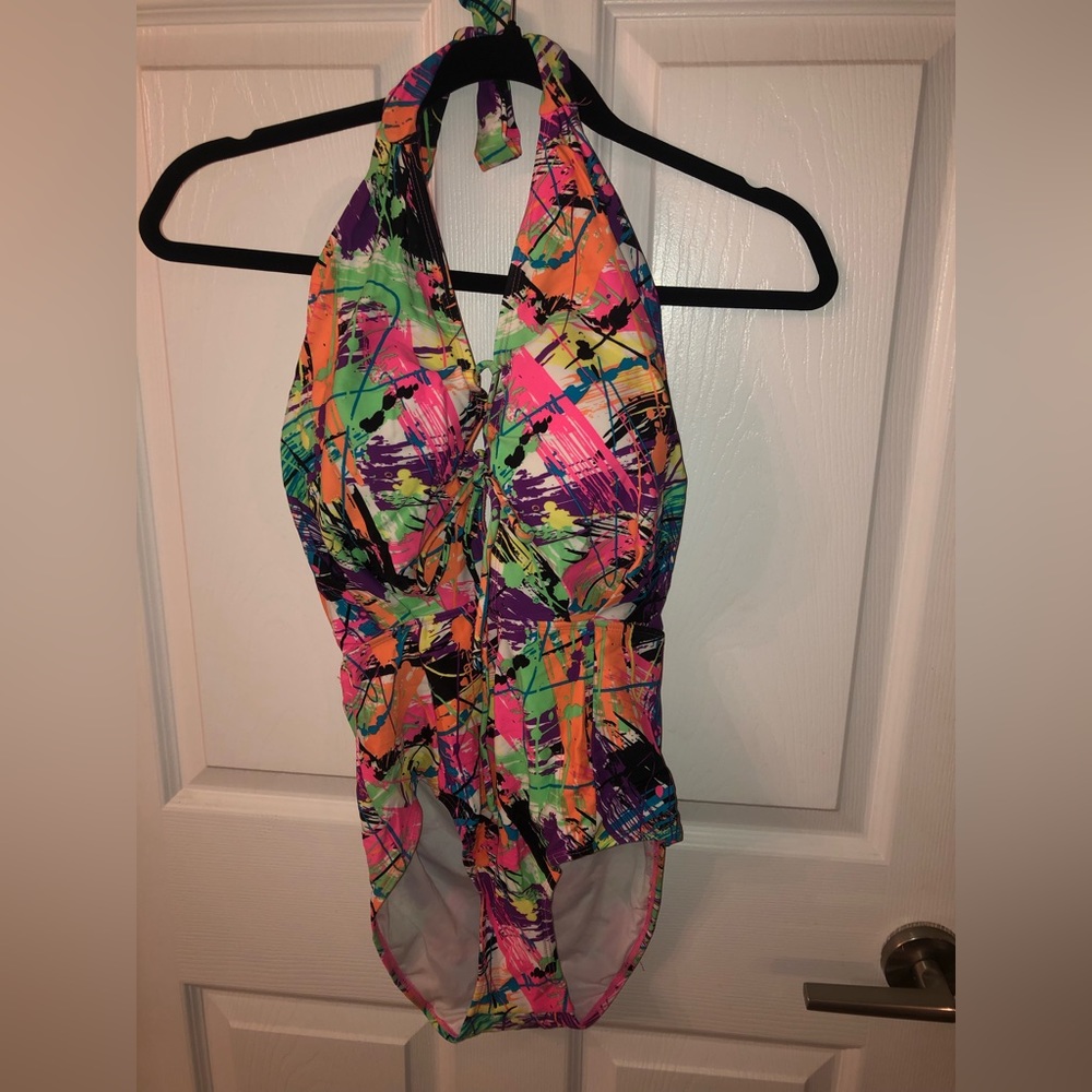 Halter style one piece swimsuit size large
